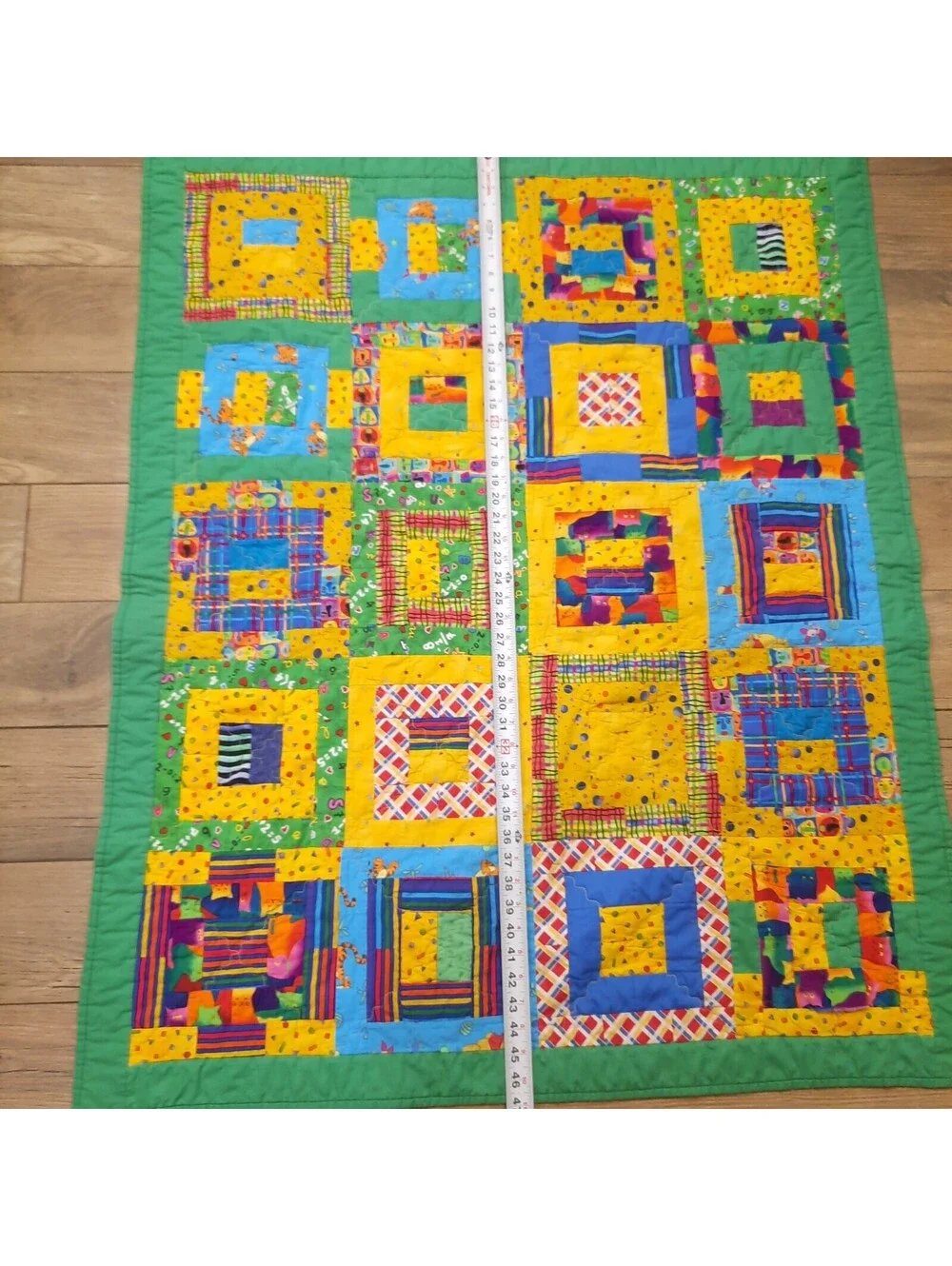 Vintage Patchwork Kids baby Quilt Handmade Nursery Bedding Primary bright colors